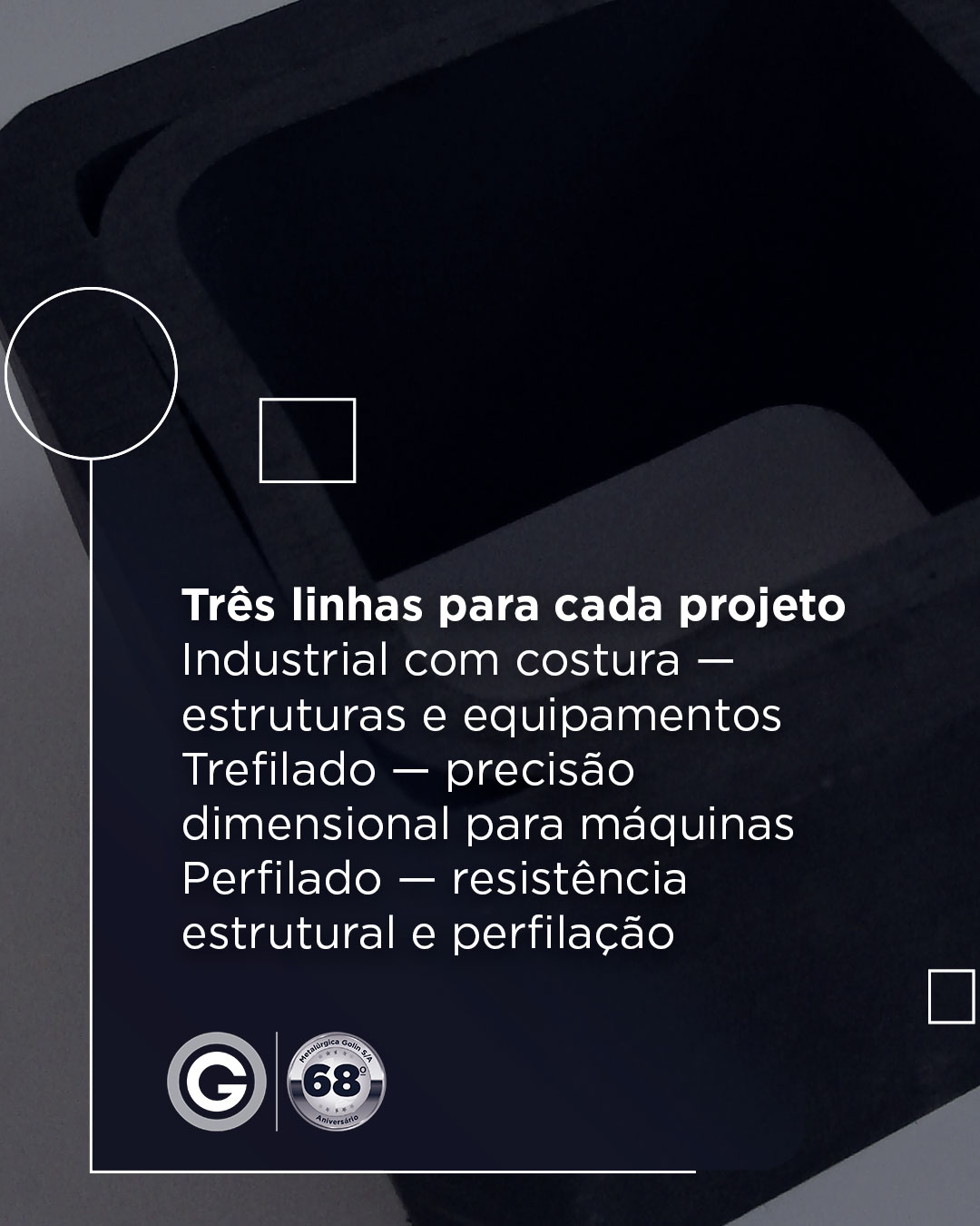Tubos quadrados e retangulares GolinTrês linhas para cada projeto